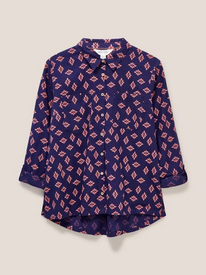 Women SHIRTS and BLOUSES White Stuff Sophie Cotton Shirt Navy Print Women SHIRTS and BLOUSES White Stuff Sophie Cotton Shirt Navy Print