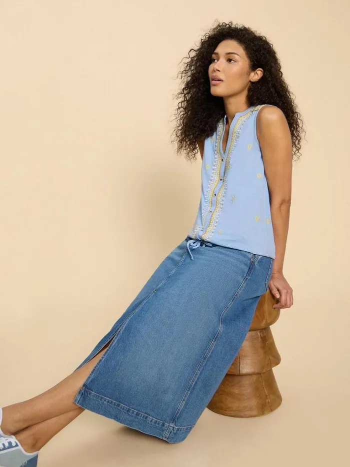 Women SHIRTS and BLOUSES White Stuff TULIP JERSEY SLEEVELESS SHIRT Blue Multi Women SHIRTS and BLOUSES White Stuff TULIP JERSEY SLEEVELESS SHIRT Blue Multi