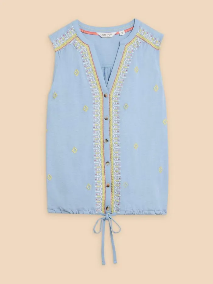 Women SHIRTS and BLOUSES White Stuff TULIP JERSEY SLEEVELESS SHIRT Blue Multi Women SHIRTS and BLOUSES White Stuff TULIP JERSEY SLEEVELESS SHIRT Blue Multi