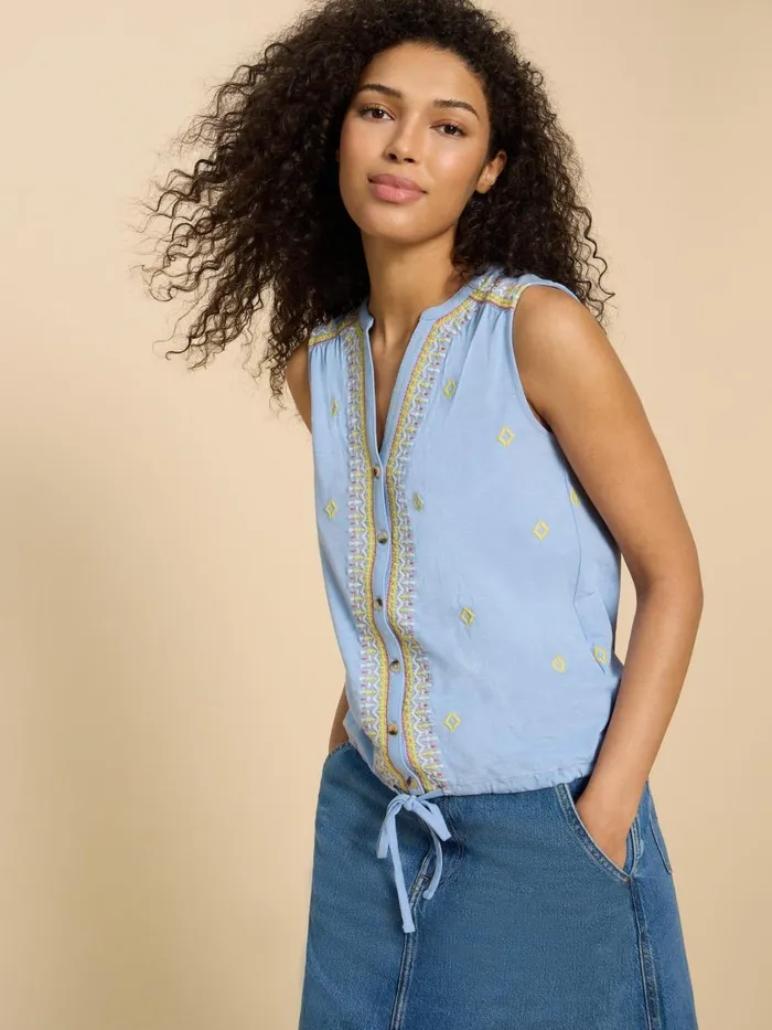 Women SHIRTS and BLOUSES White Stuff TULIP JERSEY SLEEVELESS SHIRT Blue Multi Women SHIRTS and BLOUSES White Stuff TULIP JERSEY SLEEVELESS SHIRT Blue Multi