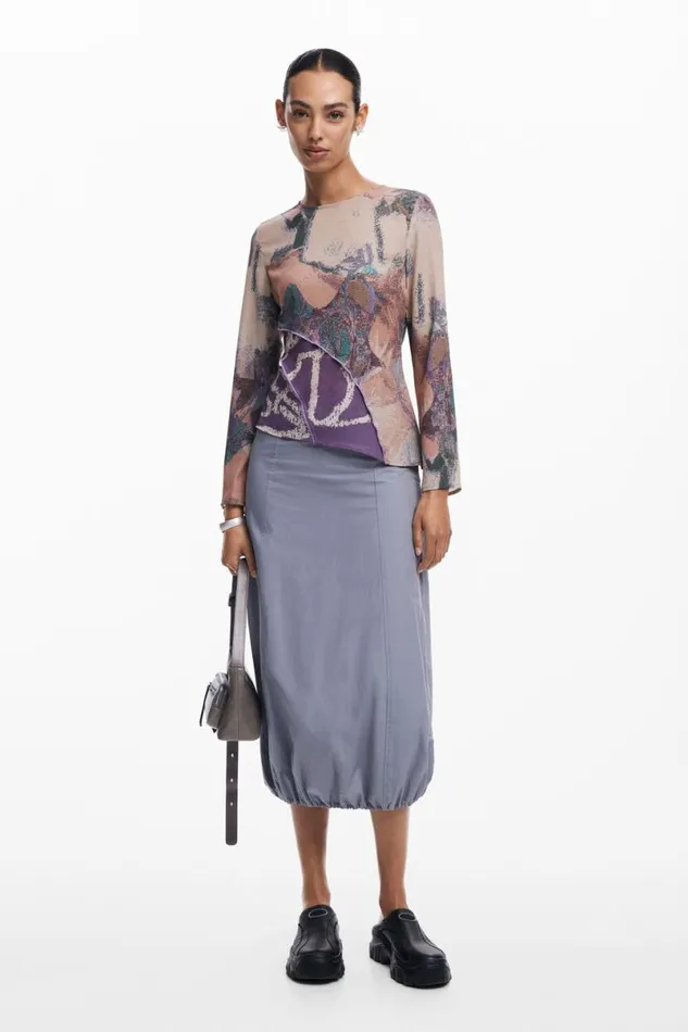 Women Shirts And Blouses Desigual Asymmetric Printed Tshirt