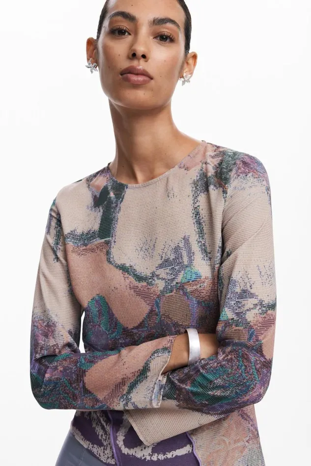Women Shirts And Blouses Desigual Asymmetric Printed Tshirt
