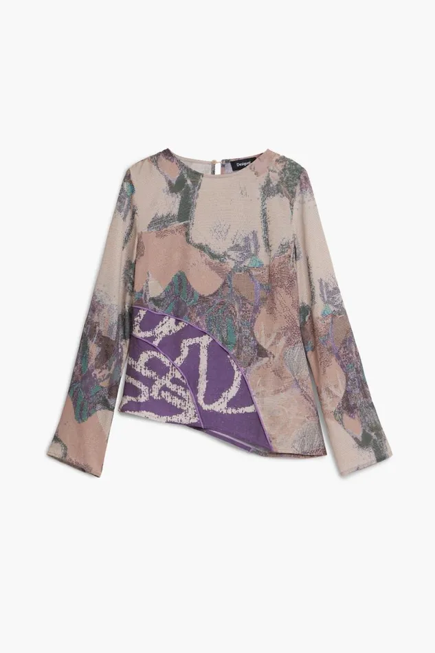 Women Shirts And Blouses Desigual Asymmetric Printed Tshirt