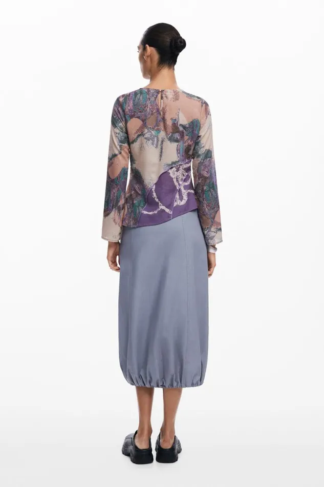 Women Shirts And Blouses Desigual Asymmetric Printed Tshirt
