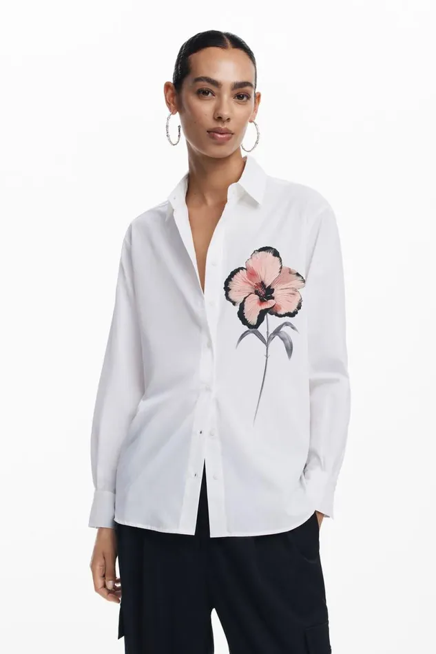 Women Shirts And Blouses Desigual Flower Chest Shirt