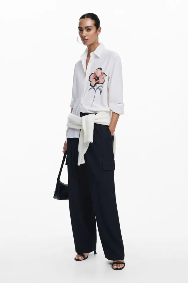 Women Shirts And Blouses Desigual Flower Chest Shirt