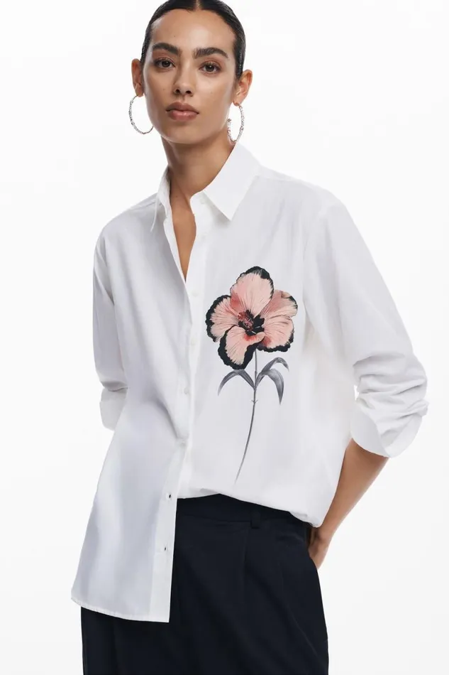 Women Shirts And Blouses Desigual Flower Chest Shirt