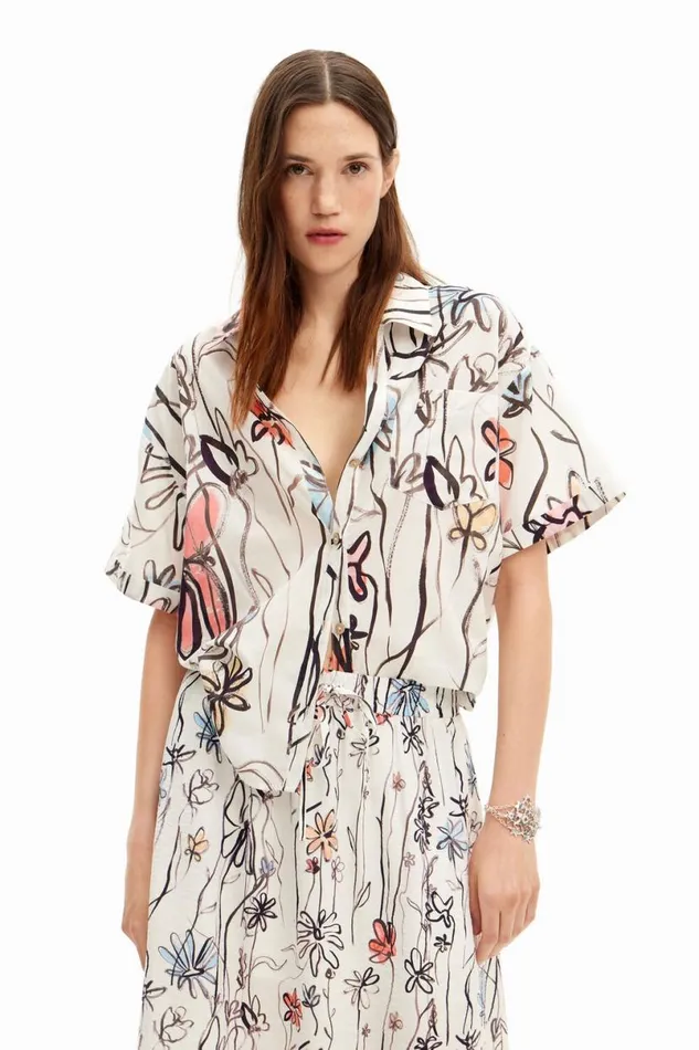 Women Shirts And Blouses Desigual Illustrated Floral Shirt