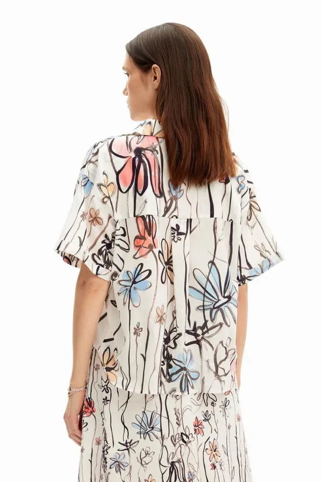 Women Shirts And Blouses Desigual Illustrated Floral Shirt