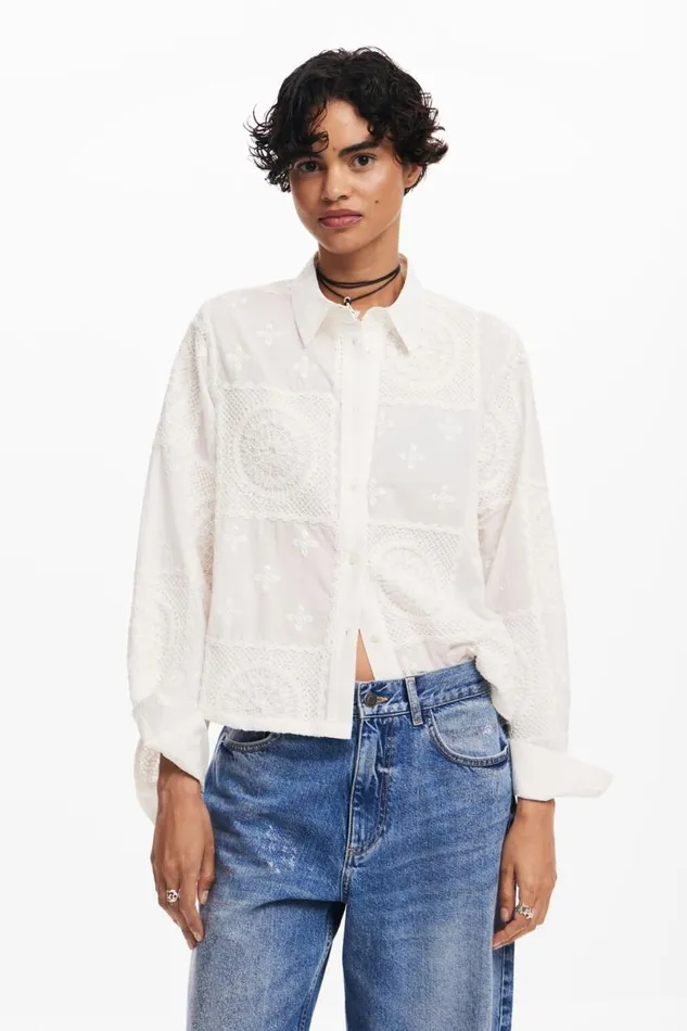Women Shirts And Blouses Desigual Plain Shirt With Embroidery