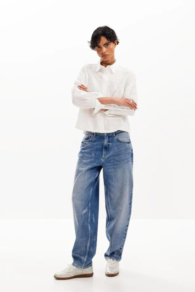 Women Shirts And Blouses Desigual Plain Shirt With Embroidery