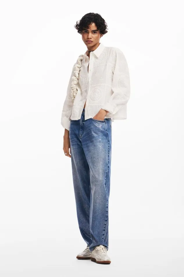 Women Shirts And Blouses Desigual Plain Shirt With Embroidery