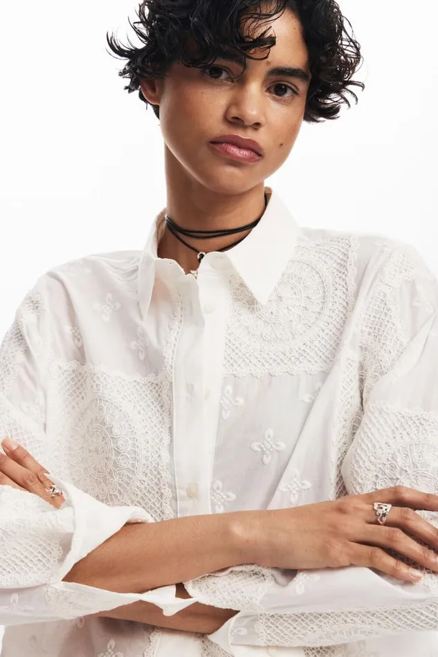 Women Shirts And Blouses Desigual Plain Shirt With Embroidery
