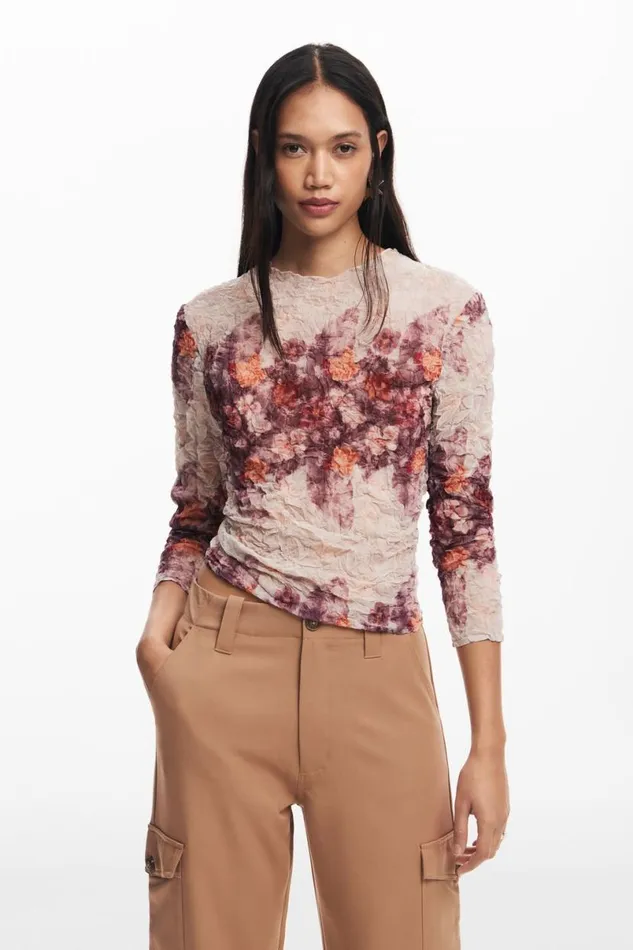 Women Shirts And Blouses Desigual Textured Floral Blouse