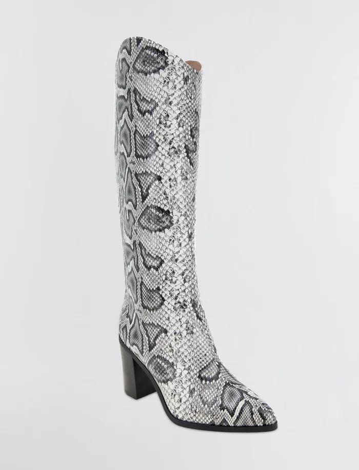 Women Shoes BCBG BlackWhite Faux Snake Janda Boot Blackwhite