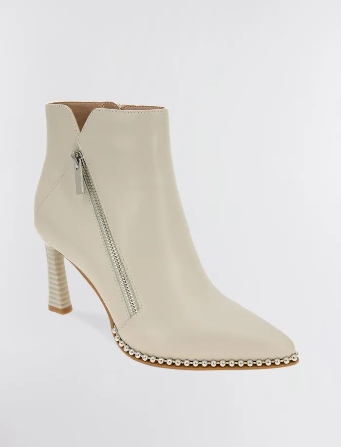 Women Shoes BCBG Cream Billie Leather Bootie Stone