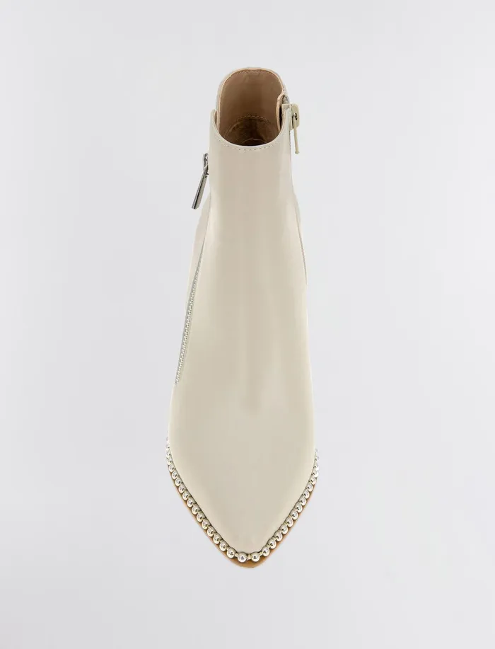 Women Shoes BCBG Cream Billie Leather Bootie Stone