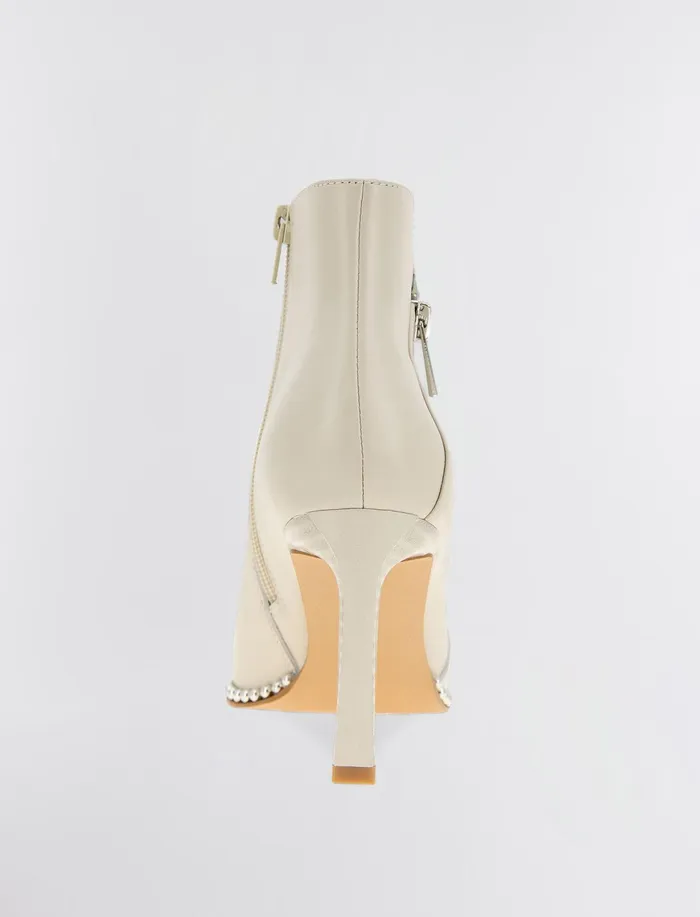 Women Shoes BCBG Cream Billie Leather Bootie Stone