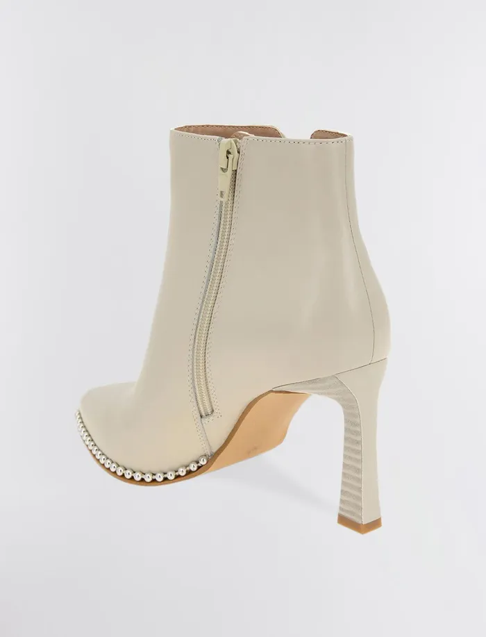 Women Shoes BCBG Cream Billie Leather Bootie Stone