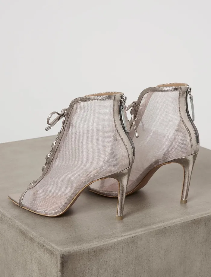 Women Shoes BCBG Ellise Mesh LaceUp Bootie Pewter Women Shoes BCBG Ellise Mesh LaceUp Bootie Pewter