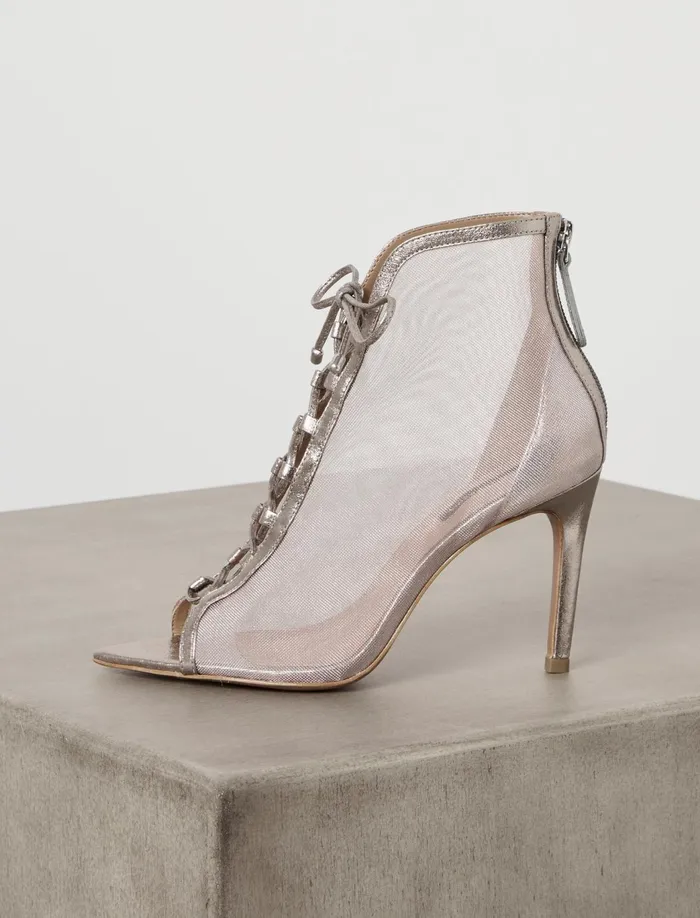Women Shoes BCBG Ellise Mesh LaceUp Bootie Pewter Women Shoes BCBG Ellise Mesh LaceUp Bootie Pewter