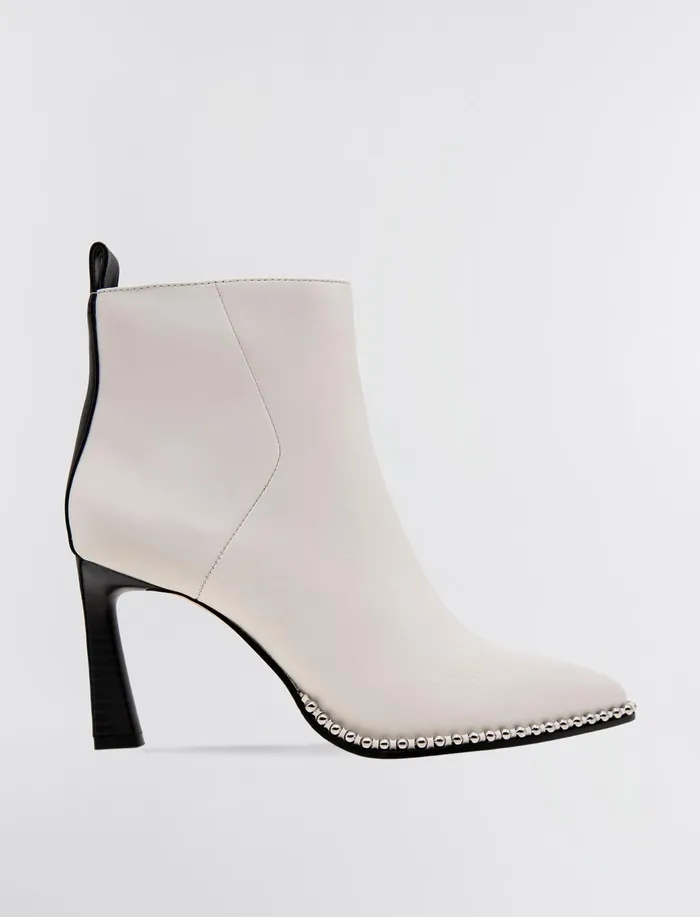 Women Shoes BCBG White Beya Leather Bootie Bright White