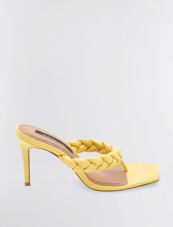 Women Shoes BCBG Yellow Bella Braided Heel Tuscany Yellow