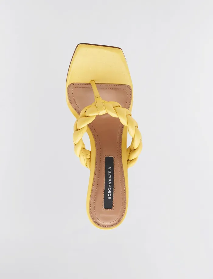 Women Shoes BCBG Yellow Bella Braided Heel Tuscany Yellow