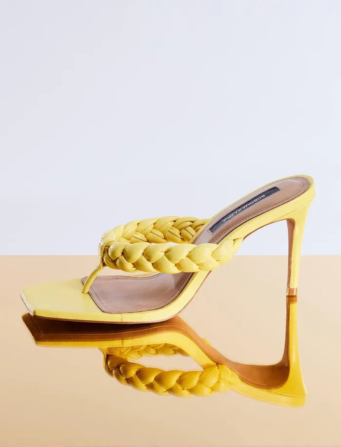 Women Shoes BCBG Yellow Bella Braided Heel Tuscany Yellow