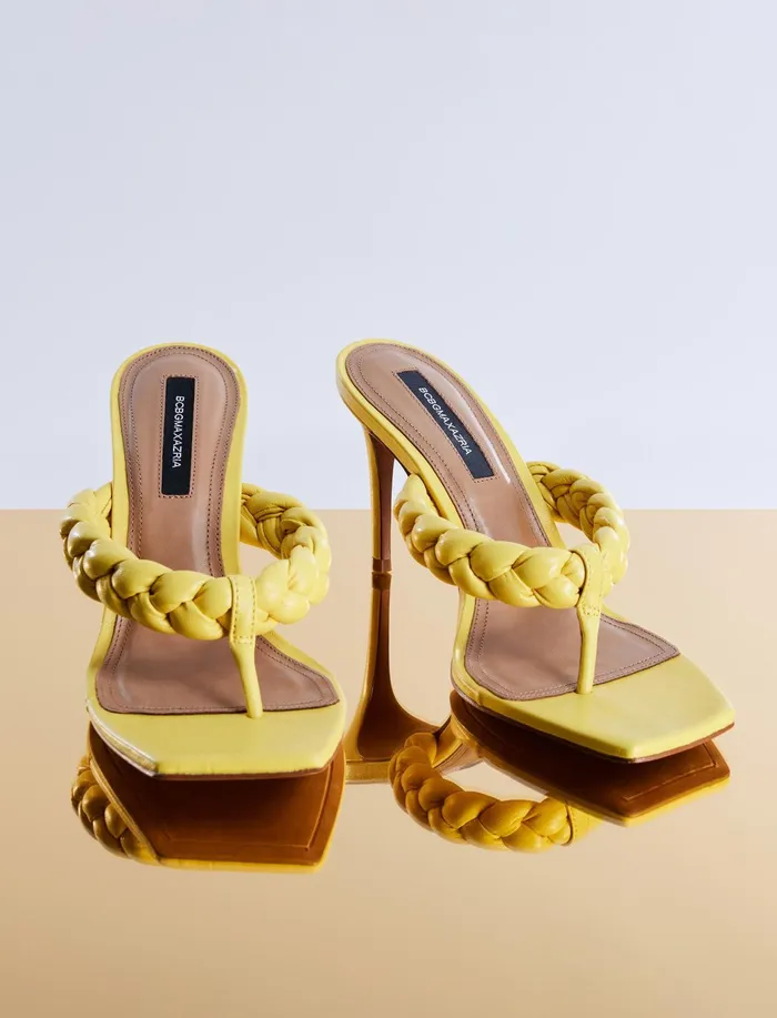 Women Shoes BCBG Yellow Bella Braided Heel Tuscany Yellow