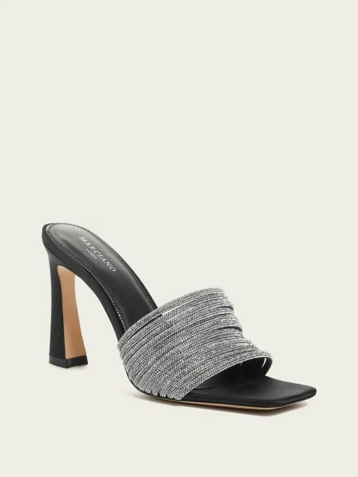 Women Shoes Marciano Leah Crystal Heeled Mules Black