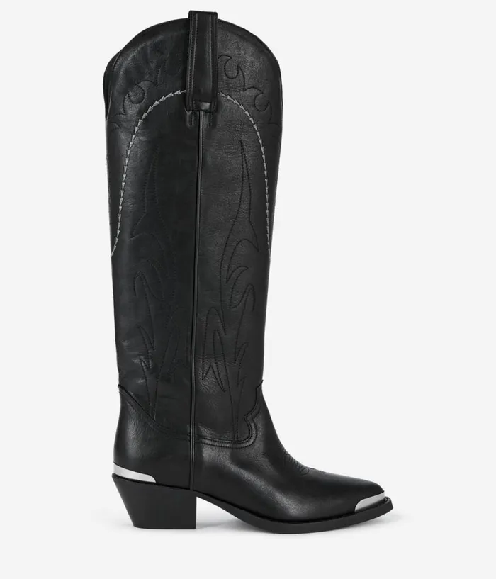 Women Shoes THE KOOPLES Black Leather Western Boots