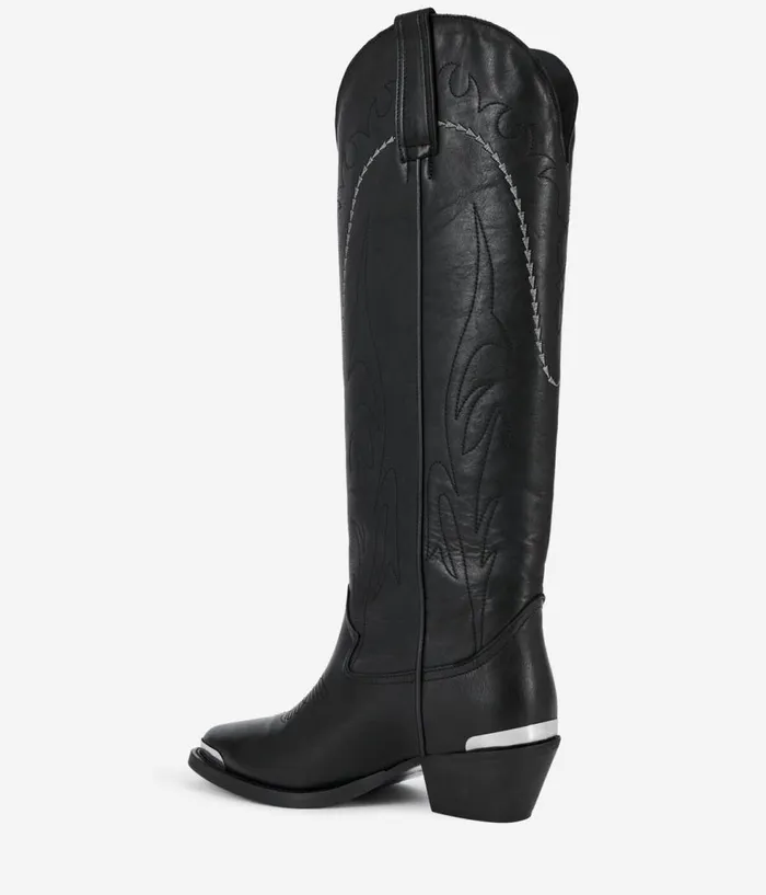 Women Shoes THE KOOPLES Black Leather Western Boots Women Shoes THE KOOPLES Black Leather Western Boots