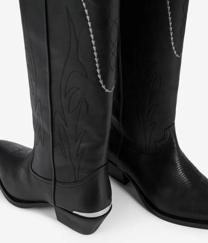 Women Shoes THE KOOPLES Black Leather Western Boots Women Shoes THE KOOPLES Black Leather Western Boots