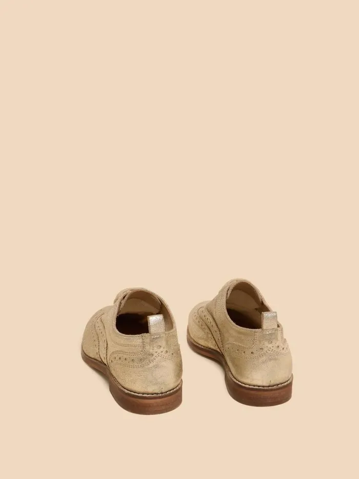Women SHOES White Stuff Thistle Lace Up Leather Brogue Gold Tone Metallic Women SHOES White Stuff Thistle Lace Up Leather Brogue Gold Tone Metallic