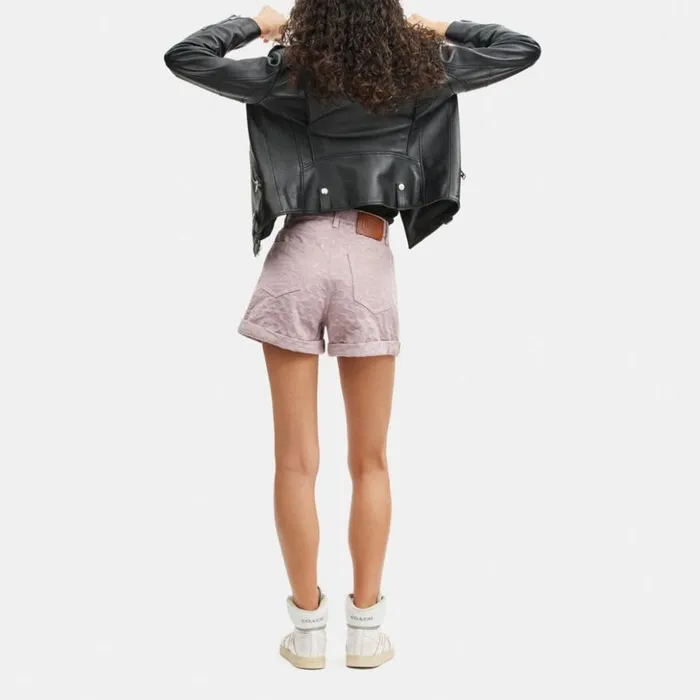 Women Signature Denim Shorts Purple Signature Coach Bottoms