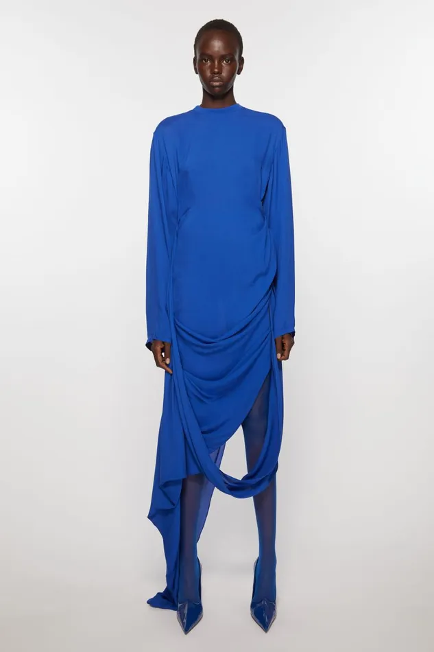 Women Silk Fluid Dress Electric Blue Acne Studios Dresses