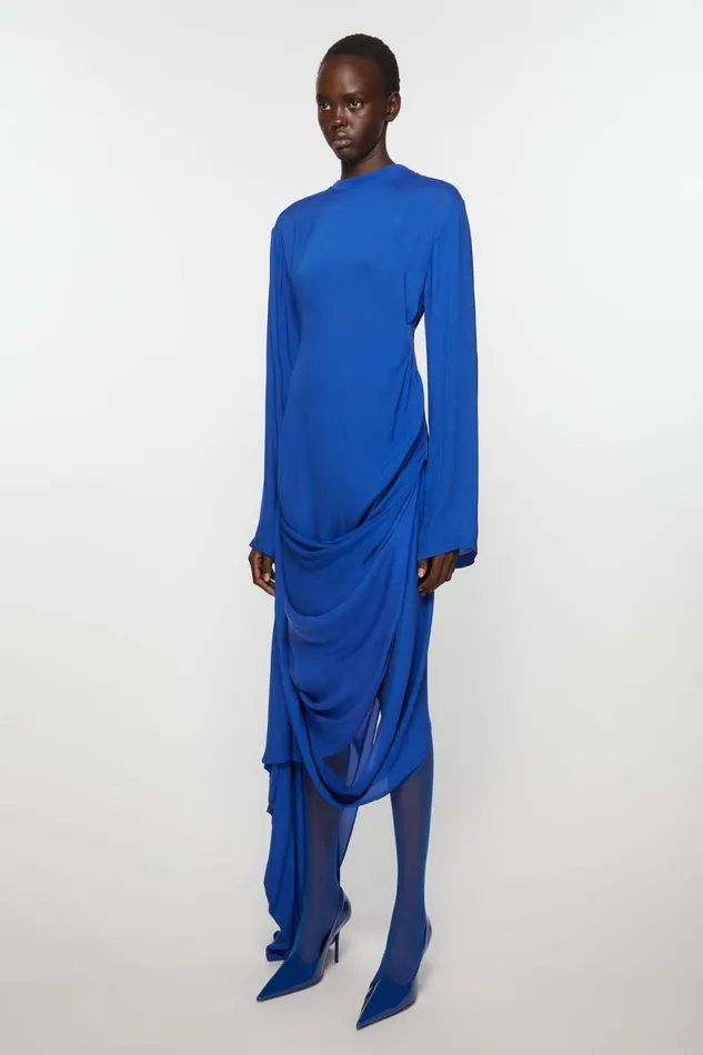 Women Silk Fluid Dress Electric Blue Acne Studios Dresses