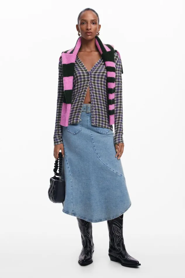 Women Skirts Desigual Asymmetric Denim Skirt