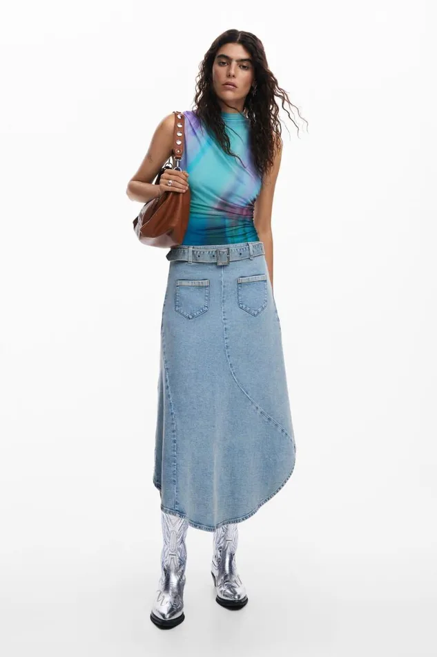 Women Skirts Desigual Asymmetric Denim Skirt