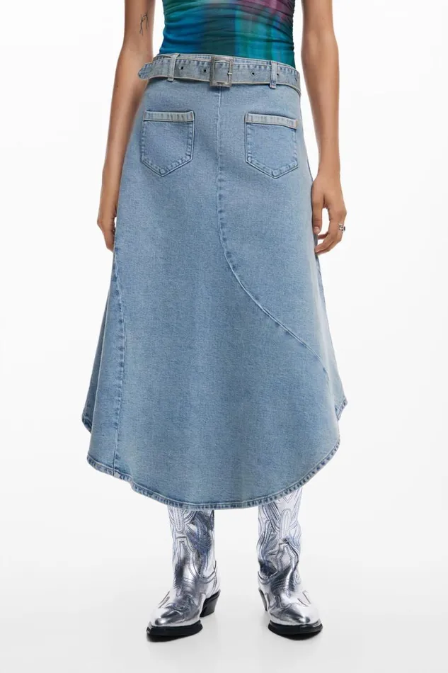 Women Skirts Desigual Asymmetric Denim Skirt