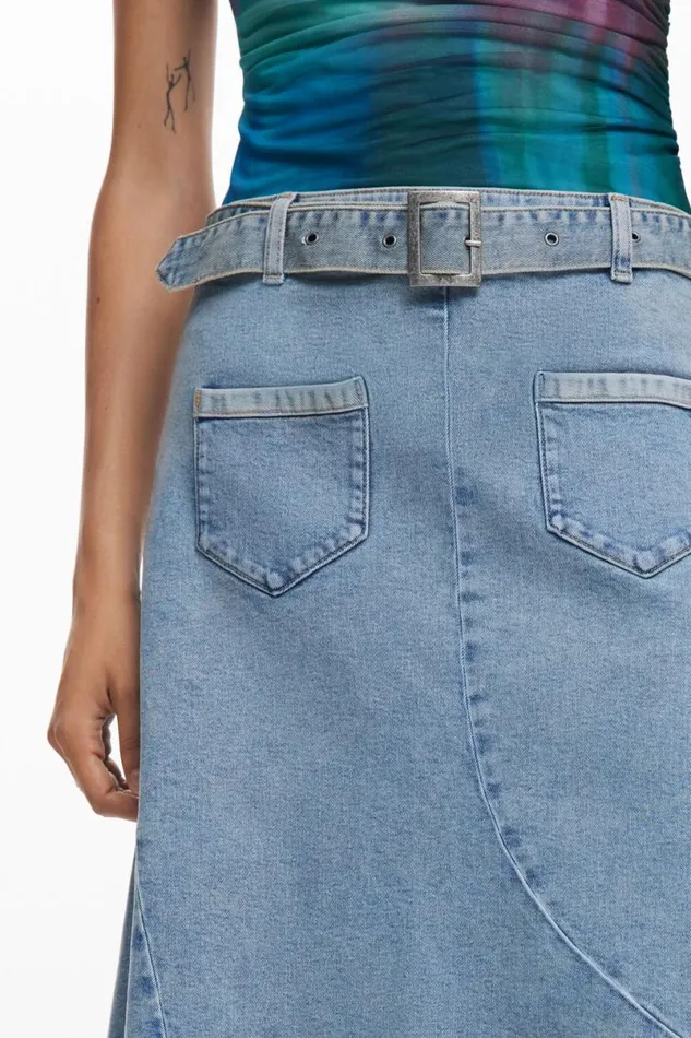 Women Skirts Desigual Asymmetric Denim Skirt