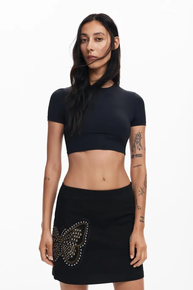Women Skirts Desigual Slim Butterfly Miniskirt