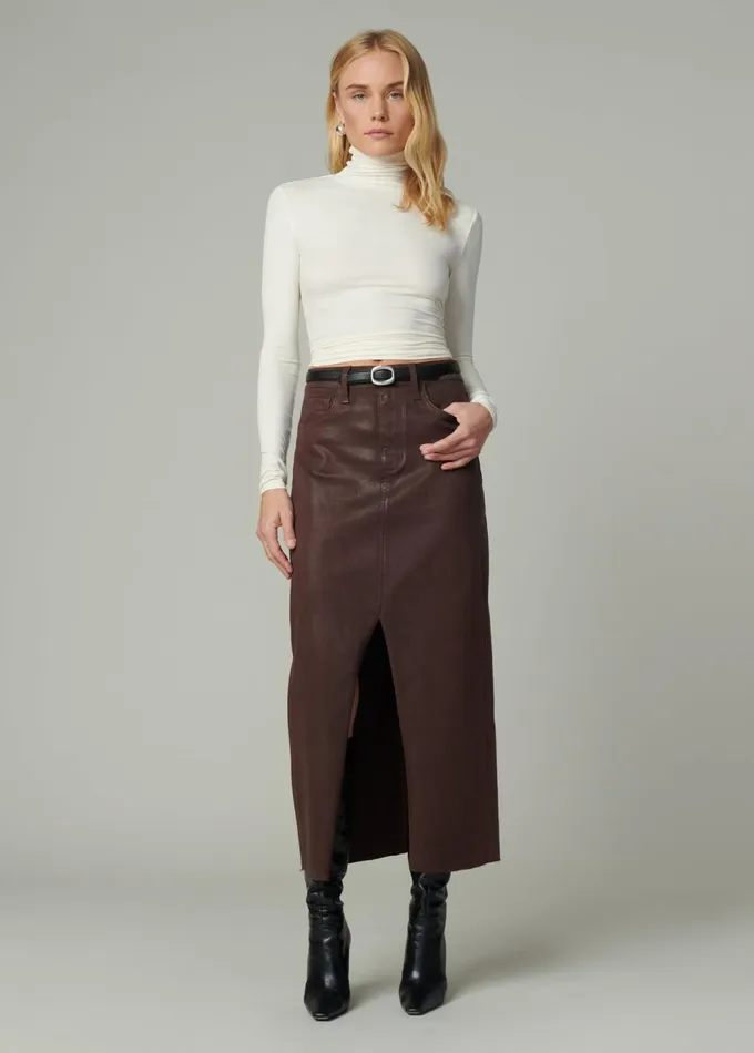 Women Skirts Joe039s Jeans THE EVA COATED MAXI SKIRT Espresso