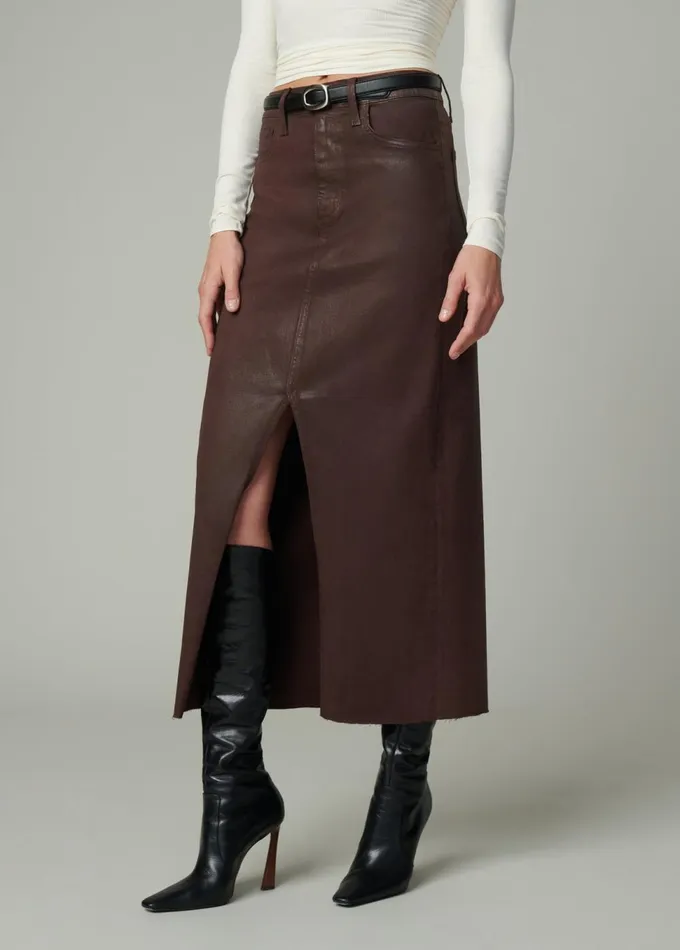 Women Skirts Joe039s Jeans THE EVA COATED MAXI SKIRT Espresso
