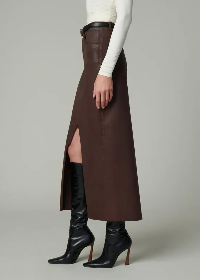 Women Skirts Joe039s Jeans THE EVA COATED MAXI SKIRT Espresso