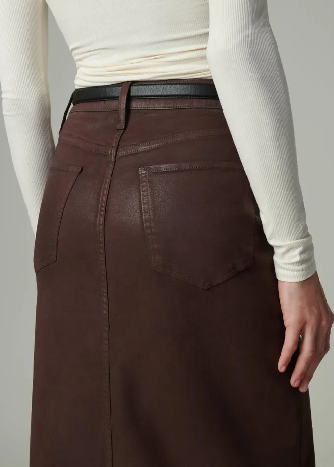 Women Skirts Joe039s Jeans THE EVA COATED MAXI SKIRT Espresso