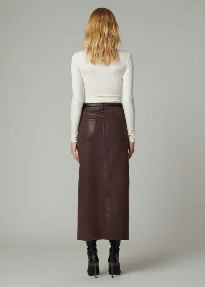Women Skirts Joe039s Jeans THE EVA COATED MAXI SKIRT Espresso
