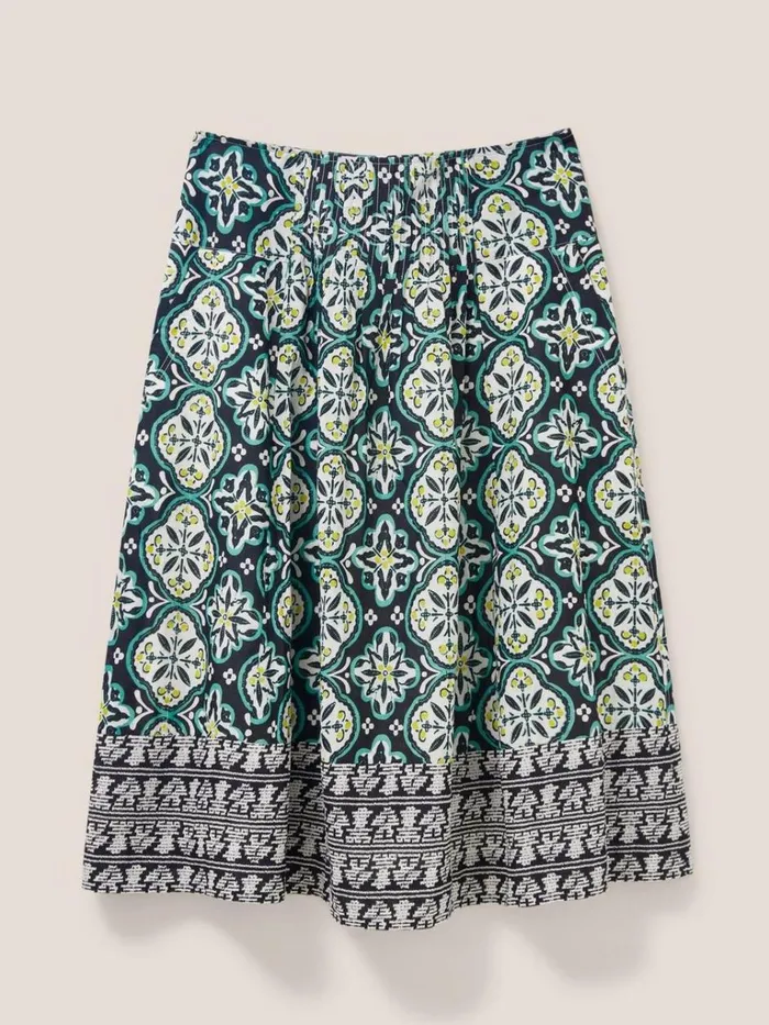 Women SKIRTS White Stuff Charlotte Cotton Midi Skirt Black Multi