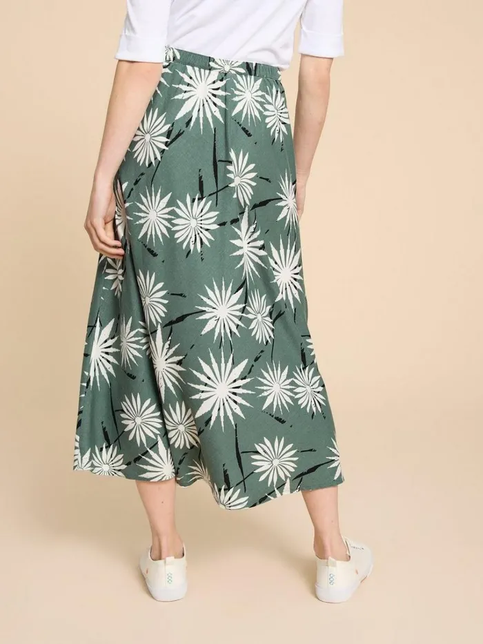 Women SKIRTS White Stuff Clemence Linen Blend Skirt Green Print Women SKIRTS White Stuff Clemence Linen Blend Skirt Green Print